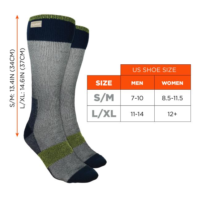 Size chart. Size S/M fits US men's shoe sizes 7 to 10, US women's shoe sizes 8.5 to 11.5, and measures 13.4 inches or 34 cm in length. Size L/XL fits US men's shoe sizes 11 to 14, US women's shoe sizes 12 and up, and measures 14.6 inches or 37cm in length.
