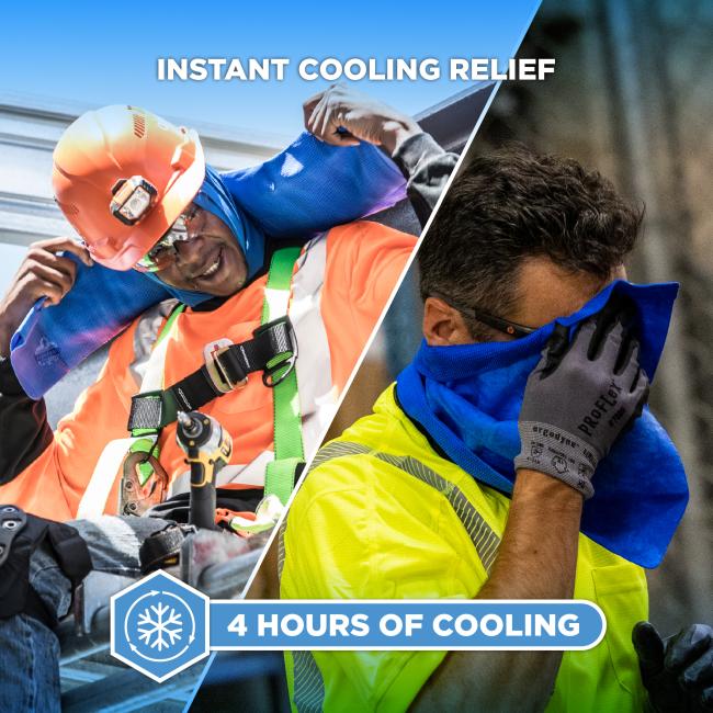 Instant cooling relief, towel provides 4 hours of cooling