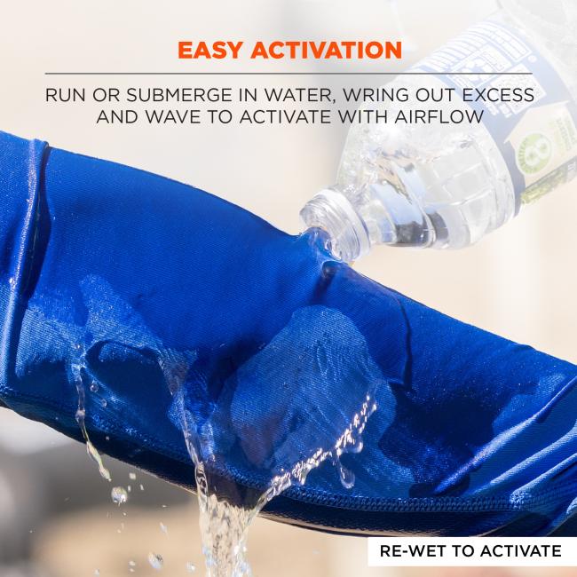 Easy Activation: Run or submerge in water, wring out excess, and wave to activate with airflow. The fabric can be re-wet to reactivate.
