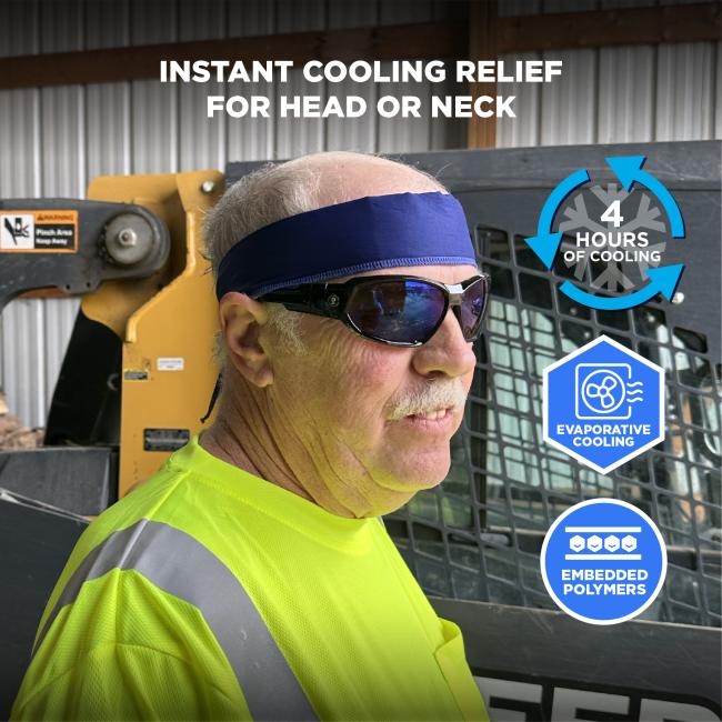 Instant cooling relief for head or neck: 4 hours of evaporative cooling through embedded cooling polymer technology