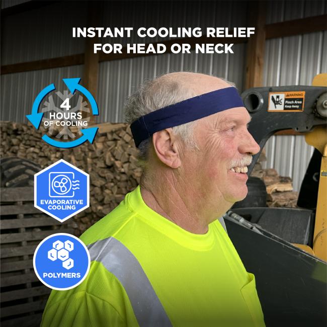 Instant cooling relief for head or neck: 4 hours of evaporative cooling through cooling polymer technology