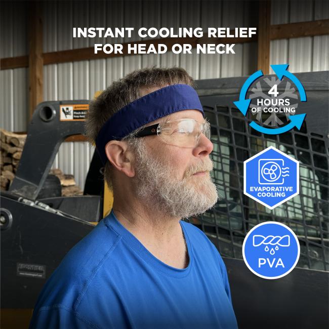 Instant cooling relief for head or neck: 4 hours of evaporative cooling through cooling pva technology