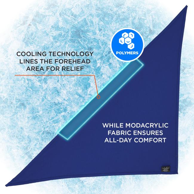 Cooling technology lines the forehead area for relief while modacrylic fabric ensures all-day comfort