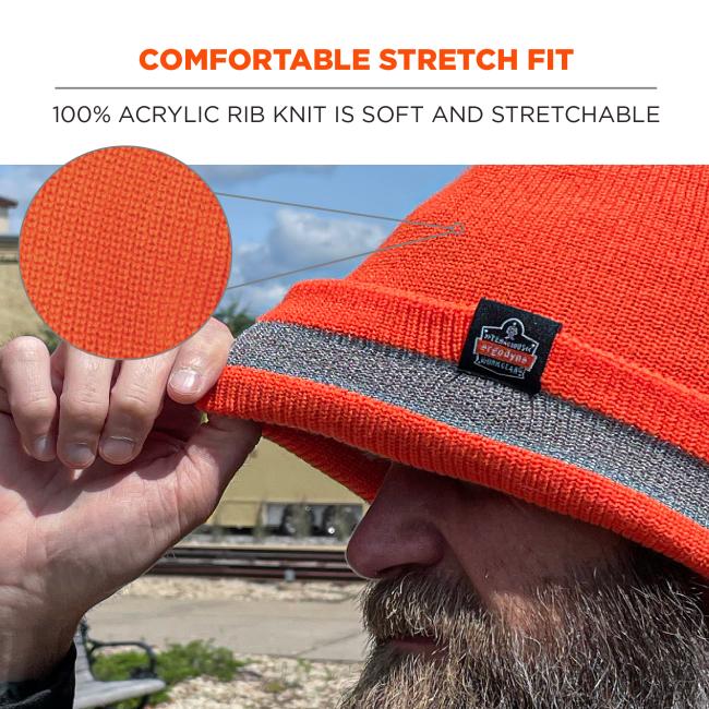Comfortable stretch fit: 100% acrylic rib knit is soft and stretchable