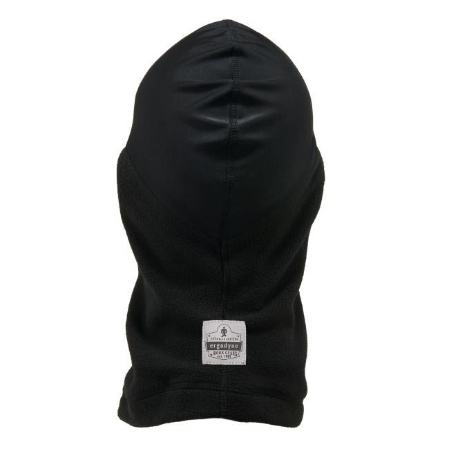Back of black spandex balaclava face mask