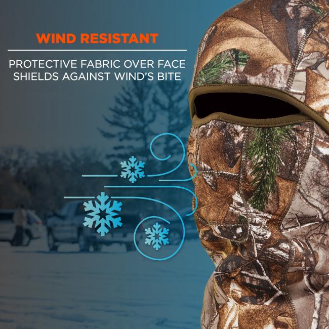 Wind Resistant: Protective fabric over the face shields against the harsh bite of the wind.