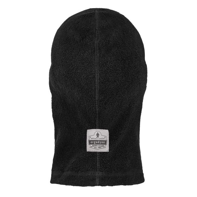 Back of black FR fleece balaclava face mask