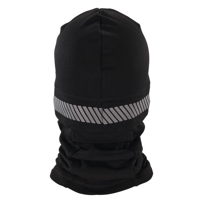Back of black reflective balaclava face mask