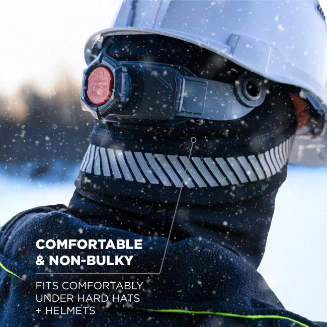 Comfortable & Non-Bulky: Fits comfortably under hard hats and helmets.