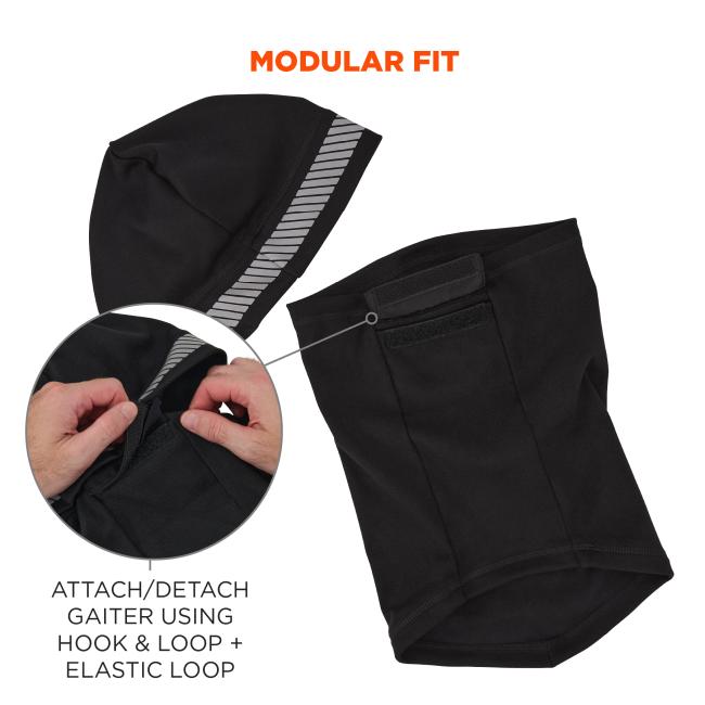 Modular Fit: Attach or detach the gaiter using a hook and loop plus an elastic loop.