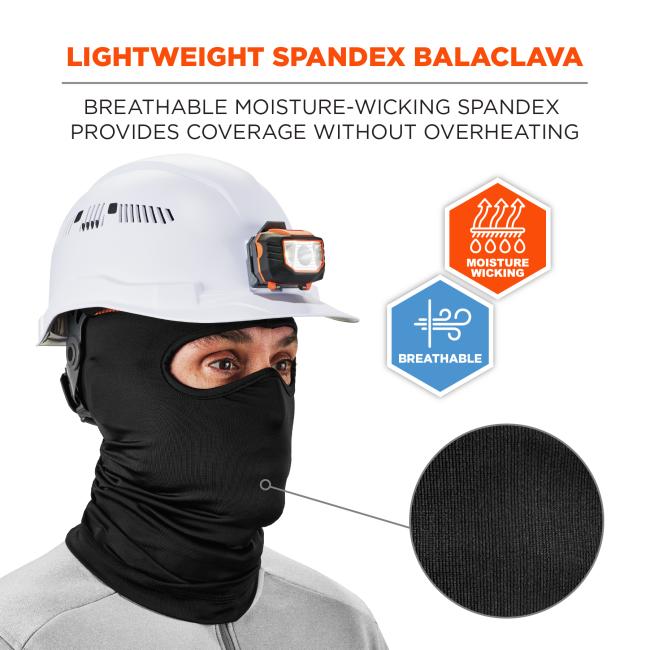 Lightweight spandex balaclava: breathable moisture-wicking spandex provides coverage without overheating