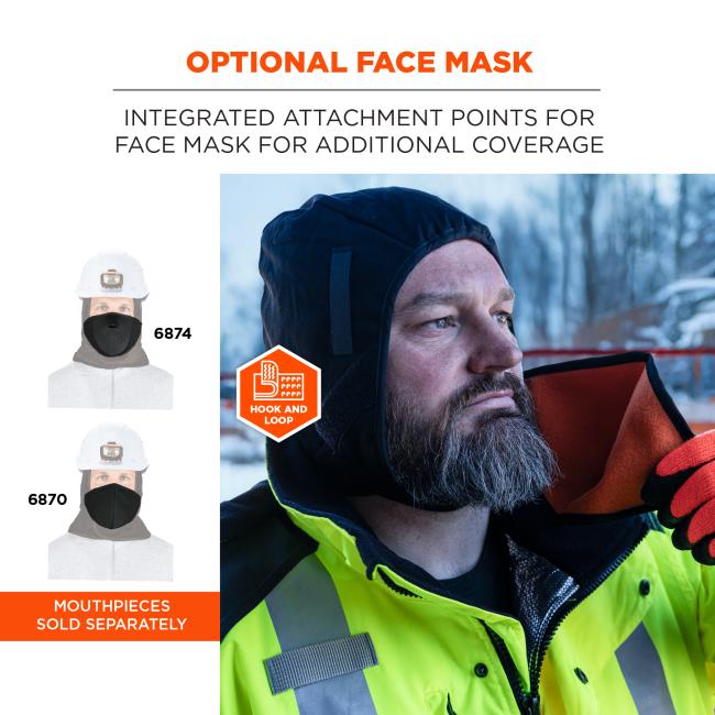 Optional Face Mask: Integrated attachment points allow for an optional face mask to provide additional coverage. Note: mouthpieces 6874 and 6870 are sold separately.