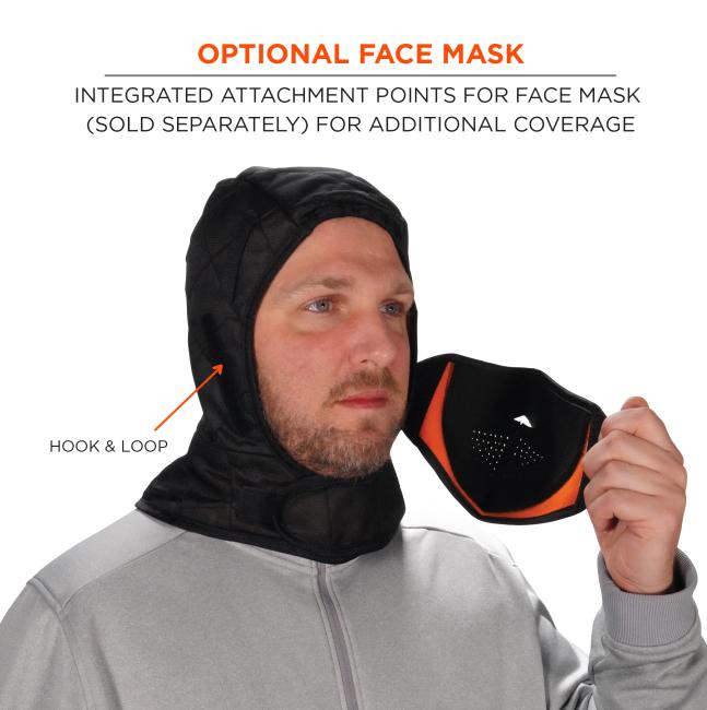 Optional face mask: integrated attachment points for face mask (sold separately) for additional coverage. Hook and loop attachment