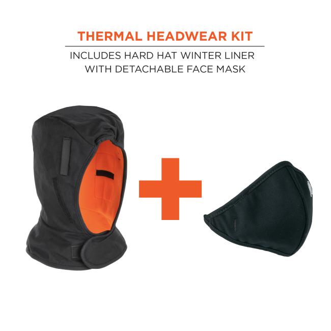 Thermal headwear kit: includes hard hat winter liner with detachable face mask