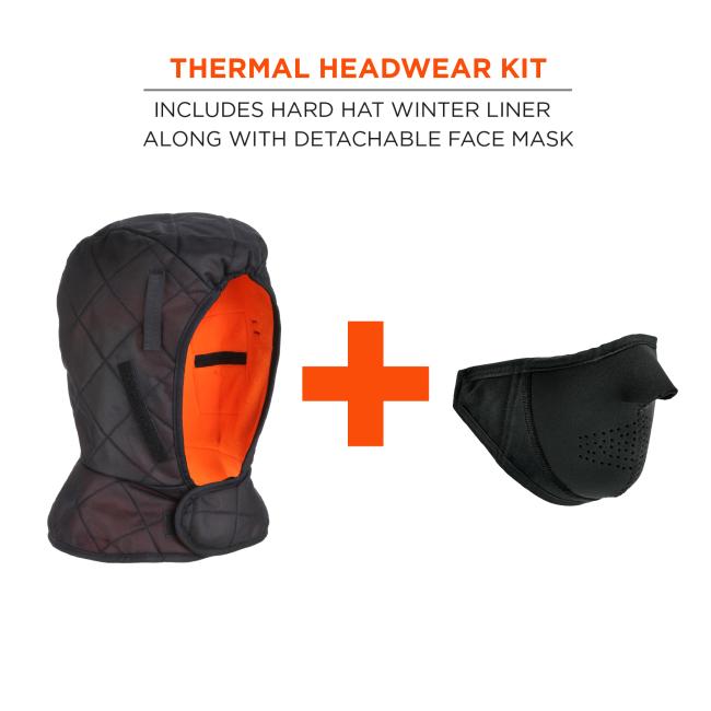 Thermal headwear kit: includes hard hat winter liner along with detachable face mask.