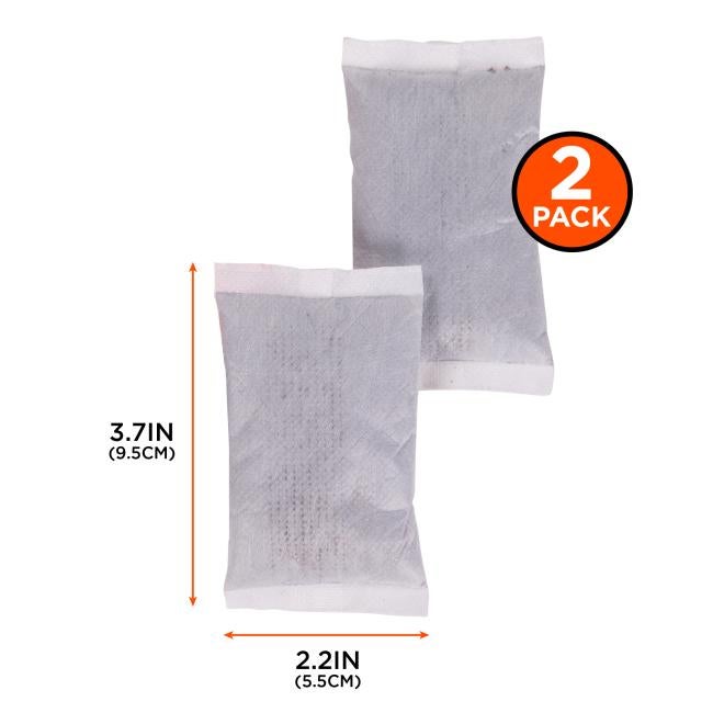 Dimensions: 3.7 inches or 9.5cm in length and 2.2 inches or 5.5cm in width. Each bag contains two hand warmers.