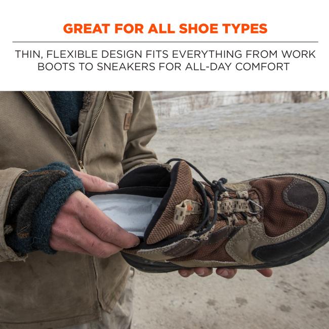 Great for all shoe types: thin, flexible design fits everything from work boots to sneakers for all-day comfort
