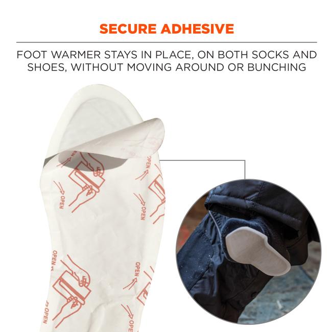 Secure adhesive: foot warmer stays in place, on both socks and shoes, without moving around or bunching.