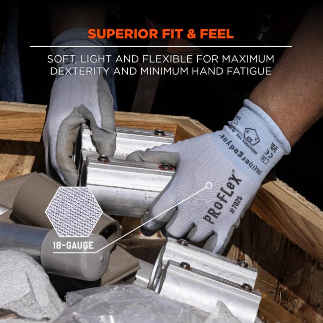 Superior fit and feel: soft, light and flexible for maximum dexterity and minimum hand fatigue. 18-gauge material