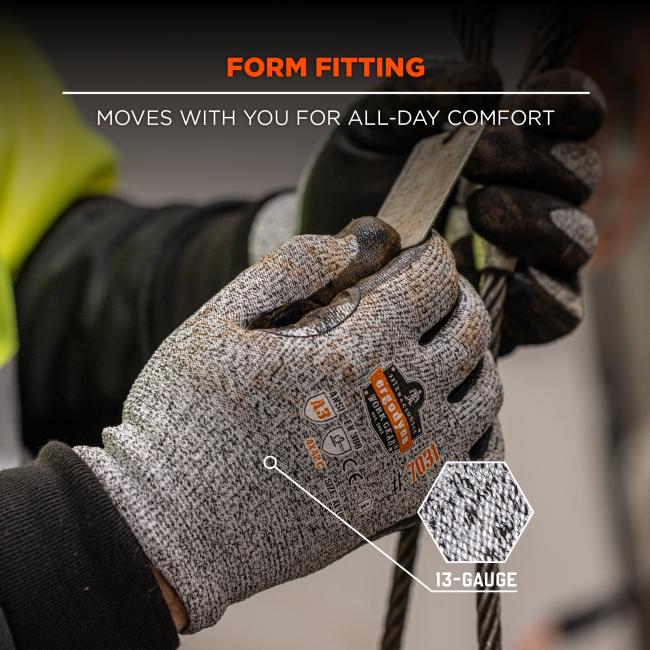 Form fitting: 13-gauge gloves move with you for all day comfort