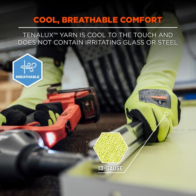Cool, breathable comfort: tenalux yarn is cool to the touch and does not contain irritating glass or steel.