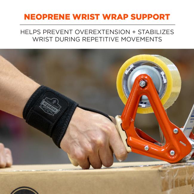 Neoprene wrist wrap support: helps prevent overextension and stabilizes wrist during repetitive movements