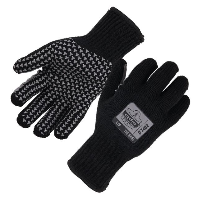 Combo view of both palm and back of thermal knit cooler gloves.
