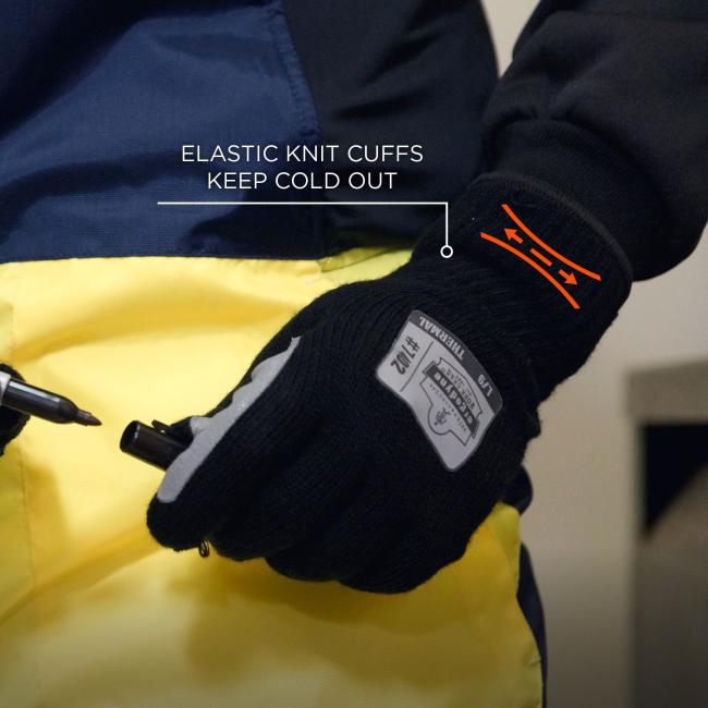 Elastic knit cuffs keep cold out