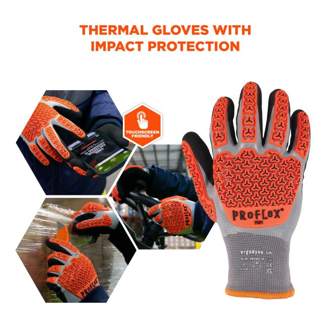 Thermal gloves with impact protection. Gloves are touchscreen friendly
