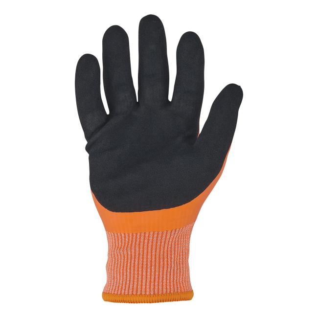 Palm of orange coated winter work glove