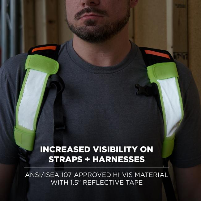 These covers enhance visibility on straps and harnesses with ANSI/ISEA 107-approved hi-vis material and a 1.5” reflective tape. They help keep users seen in low-light environments.