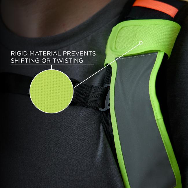 Constructed from a rigid material, the strap covers are designed to prevent shifting or twisting during movement. This ensures consistent positioning for maximum visibility and comfort.