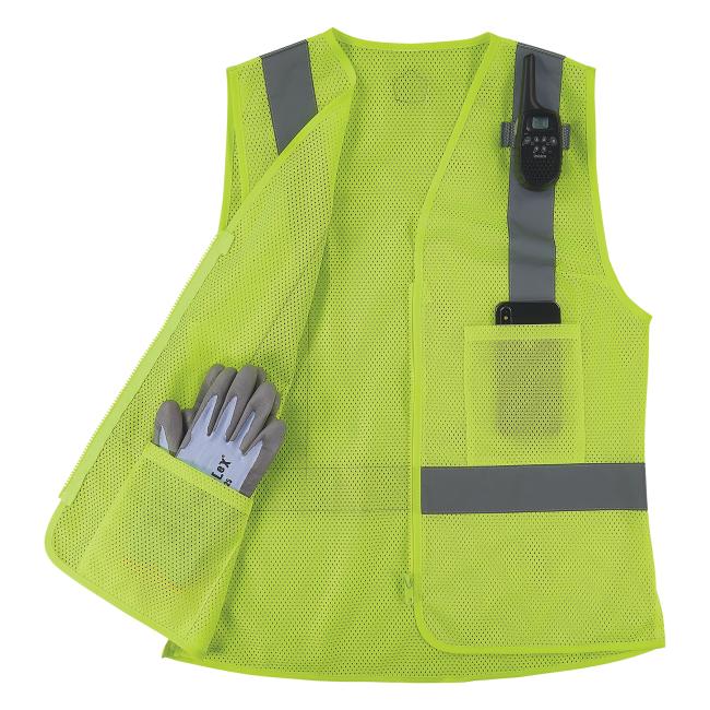 Front of propped lime class 2 women's hi-vis vest