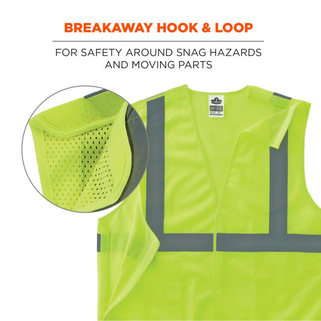 Breakaway hook & loop: for safety around snag hazards and moving parts. Image shows detail of breakaway feature.