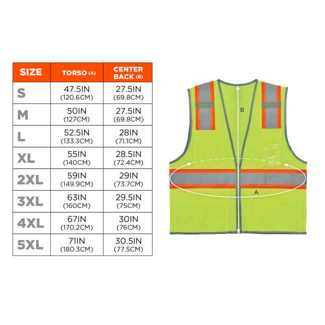 Size Chart for sizes S-5XL. View size chart before the size selector for better screen reader experience.