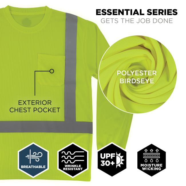 Made from polyester birdseye fabric, this garment is breathable, wrinkle resistant, moisture wicking, and offers UPF 30+ sun protection—part of the Essential Series that gets the job done.