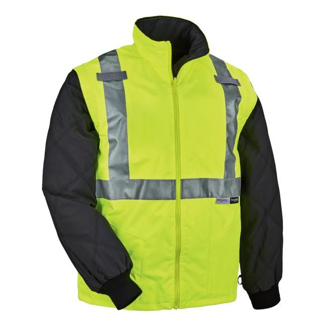 Front of lime hi vis jacket