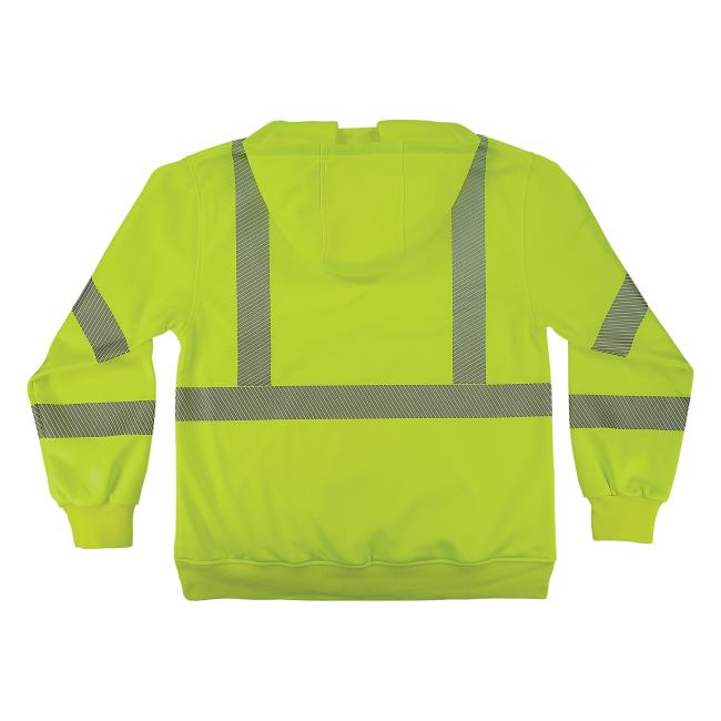 Back of lime class 3 womens hi-vis hooded sweatshirt