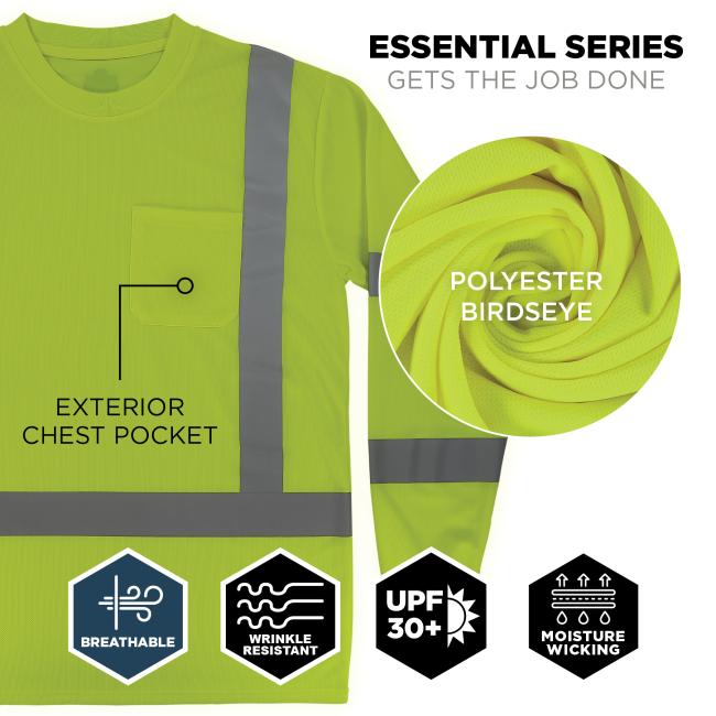Constructed with polyester birdseye fabric, this shirt is breathable, wrinkle resistant, moisture wicking, and provides UPF 30+ sun protection, as part of the Essential Series.
