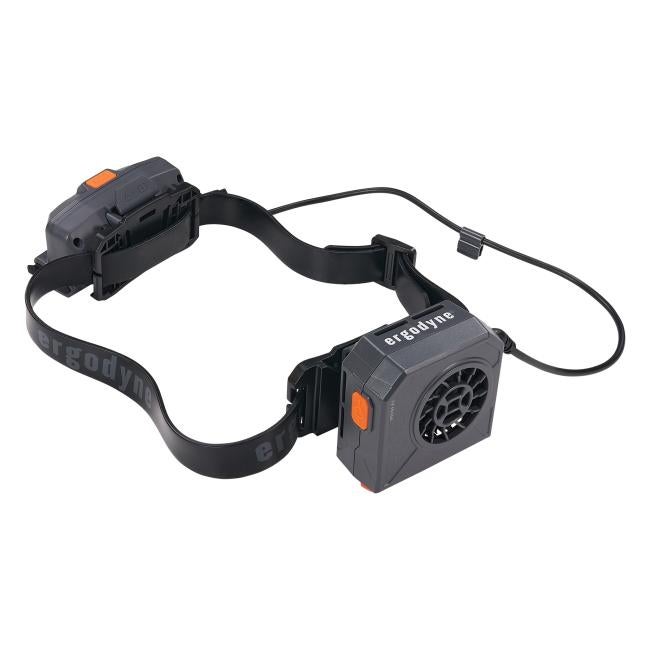 Hard hat fan kit assembled with strap