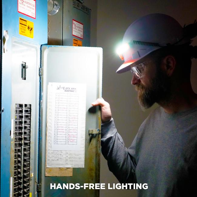 Hands-Free Lighting: The helmet allows for hands-free lighting, ideal for working in dark environments like electrical rooms, enhancing visibility and safety.