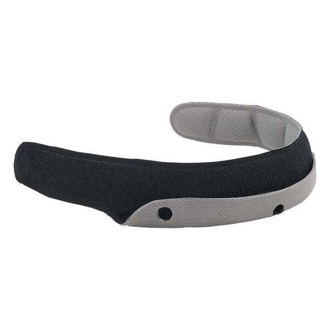 3q view of safety helmet sweatband on form