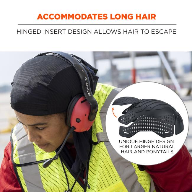 Accommodates long hair: hinged insert design allows hair to escape. Unique hinge design for larger natural hair and ponytails
