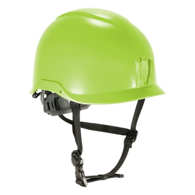 3q view of lime type 2 safety helmet