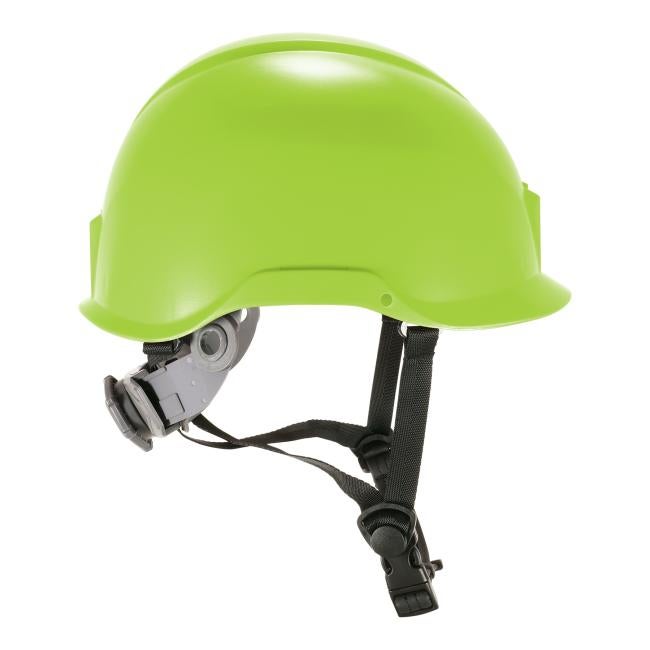 side profile view of lime type 2 safety helmet