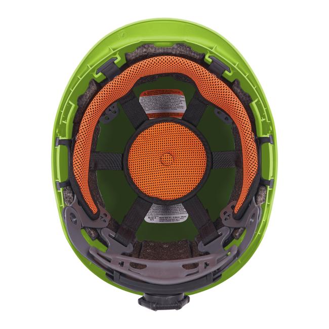 under view of lime type 2 safety helmet