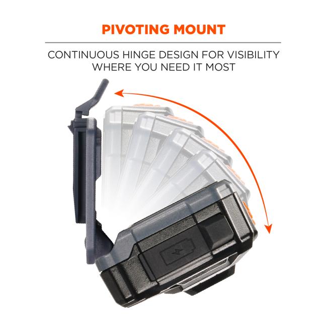 Pivoting Mount: continuous hinge design for visibility where you need it most.