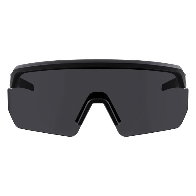 Front view of black frame smoke lens high contrast safety glasses