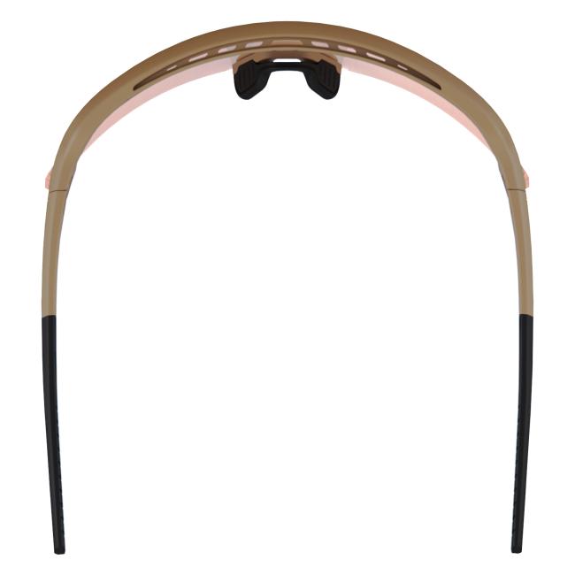 Overhead view of matte desert frame bronze lens high contrast safety glasses