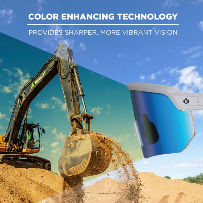 The glasses use color enhancing technology, which provides sharper, more vibrant vision, improving clarity in bright environments.